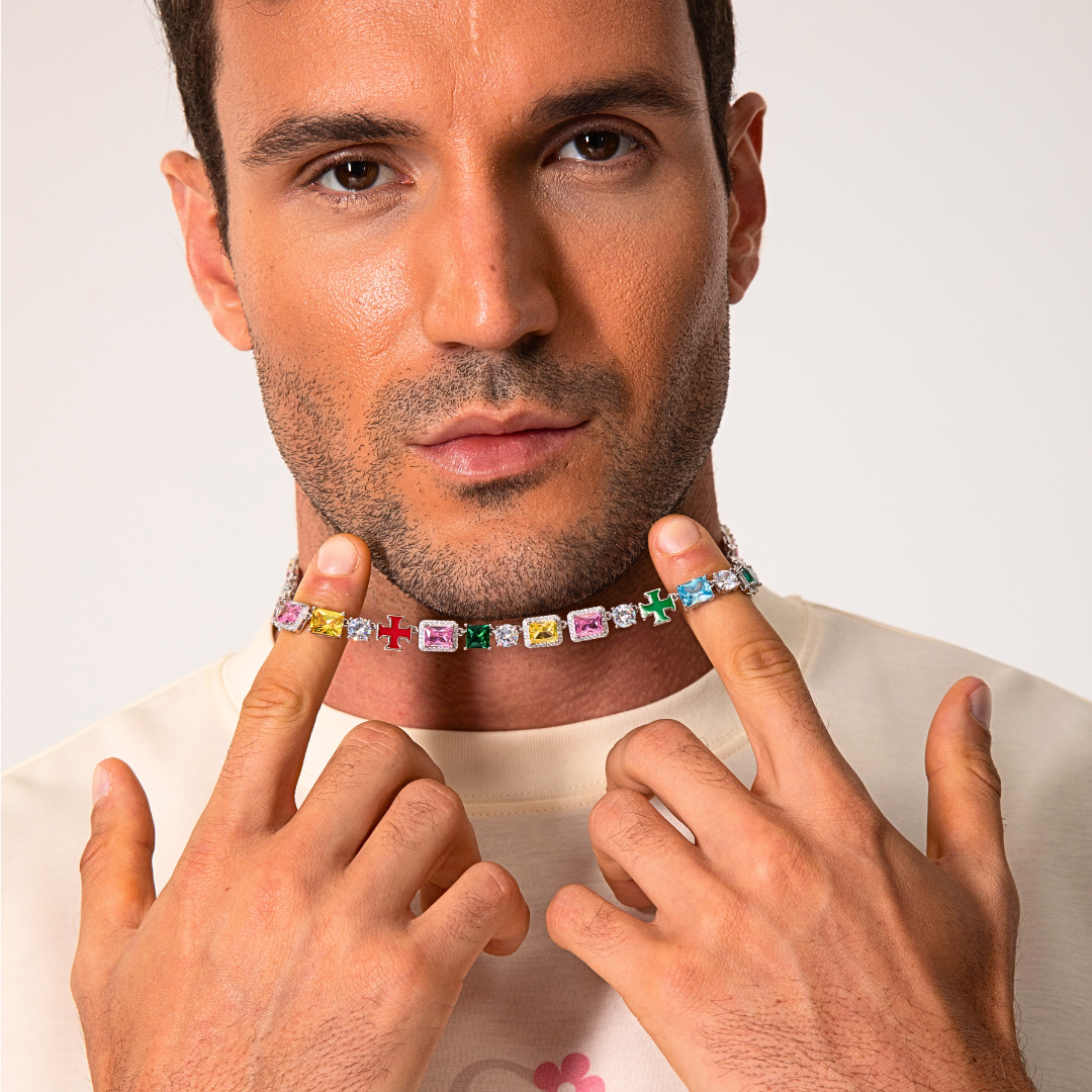 Cross & Gemstones Bracelet