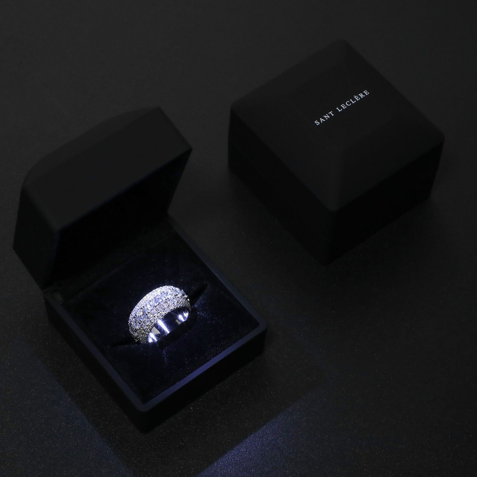 MOISSANITE PAVED ETERNITY RING - WHITE GOLD - Sant Leclère