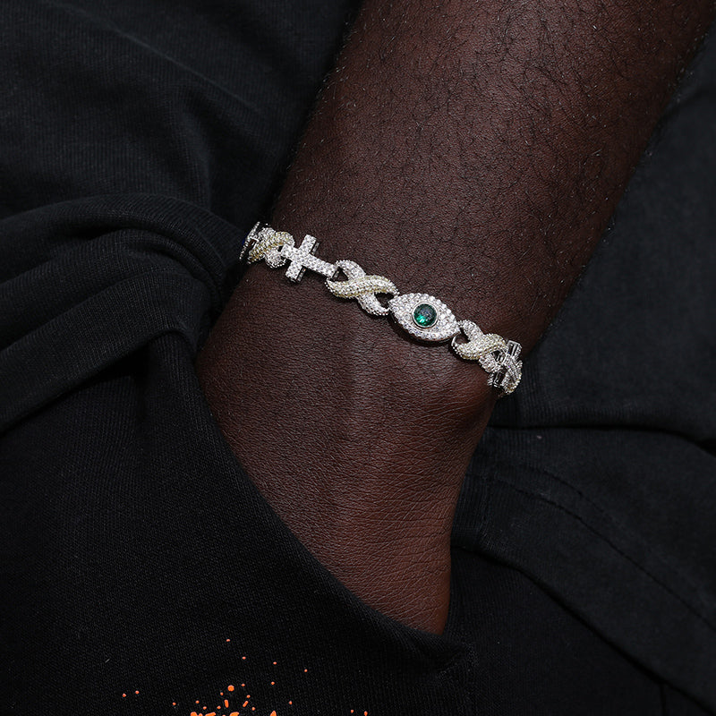 MOISSANITE ALL EYES INFINITY BRACELET - WHITE GOLD