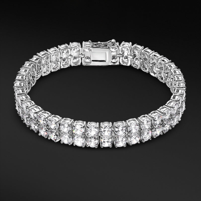 MOISSANITE DIAMOND CLUSTER TENNIS BRACELET - WHITE GOLD - Sant Leclère