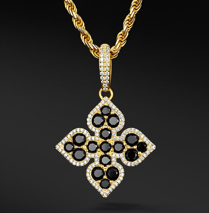 MOISSANITE MIDNIGHT BLACK CLOVER PENDANT - 18K GOLD