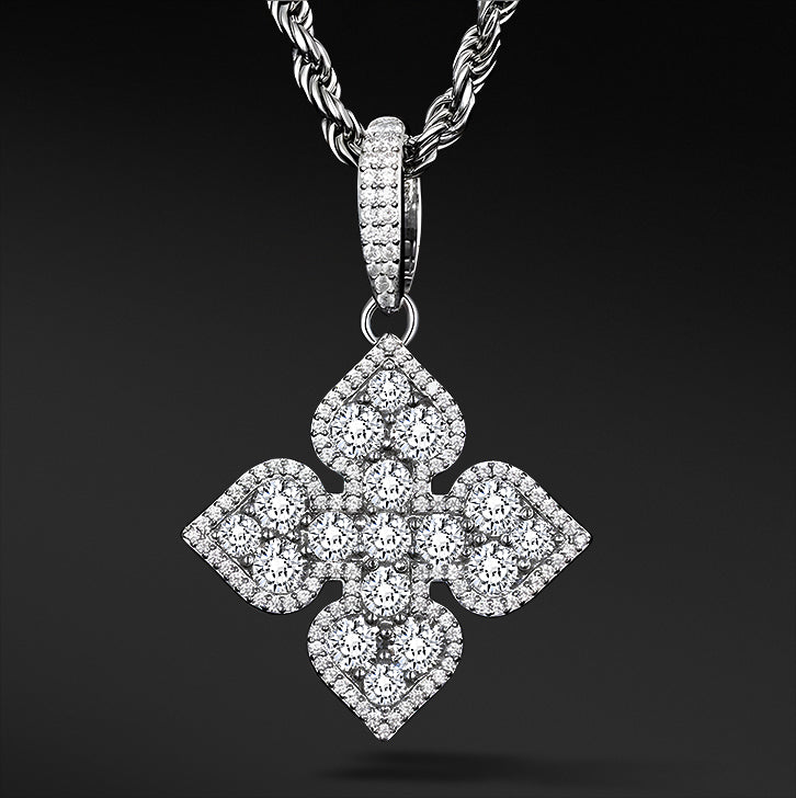 MOISSANITE MIDNIGHT WHITE CLOVER PENDANT