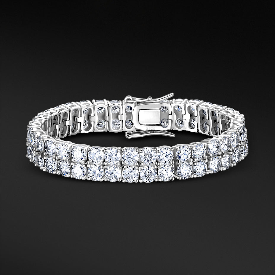 MOISSANITE DIAMOND CLUSTER TENNIS BRACELET - WHITE GOLD - Sant Leclère