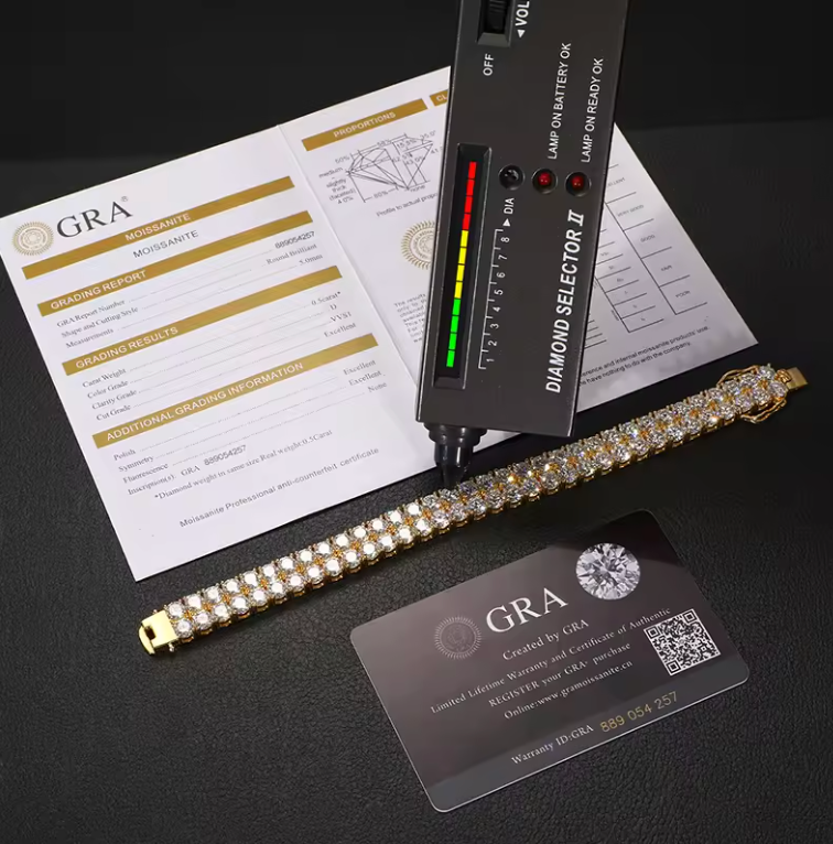 MOISSANITE DIAMOND CLUSTER TENNIS BRACELET - WHITE GOLD - Sant Leclère