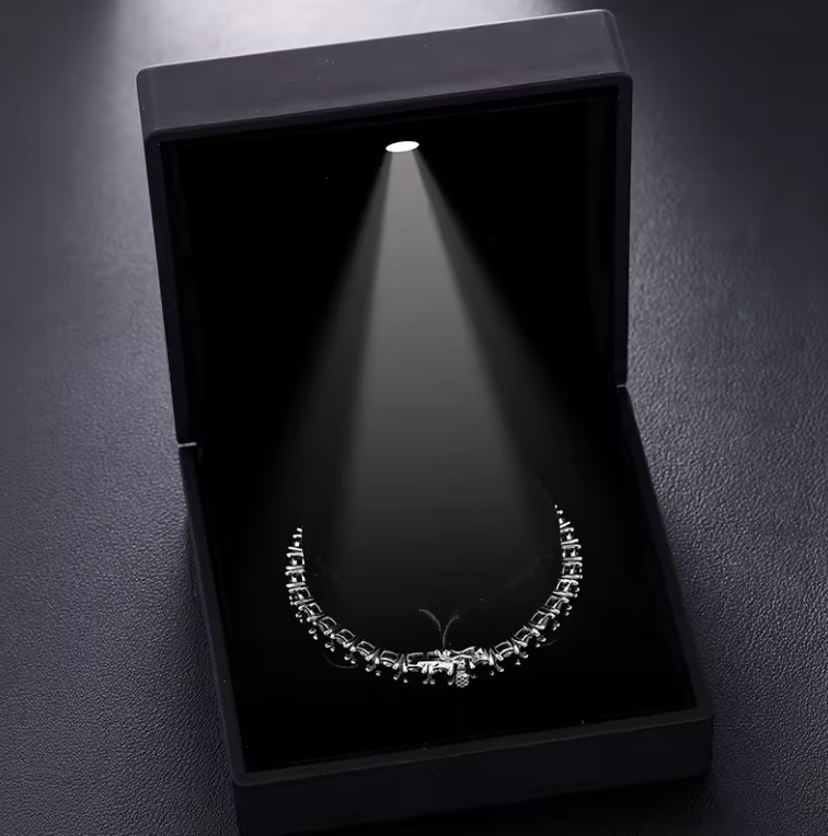 MOISSANITE BLACK DIAMOND TENNIS BRACELET - WHITE GOLD 4MM - Sant Leclère