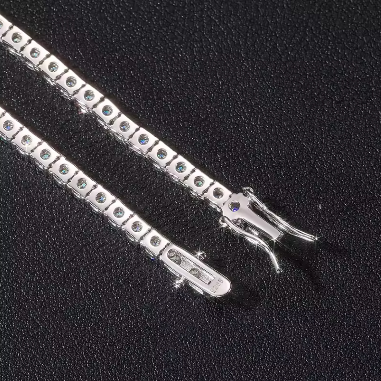 MOISSANITE AQUAMARINE TENNIS CHAIN - 4MM WHITE GOLD - Sant Leclère