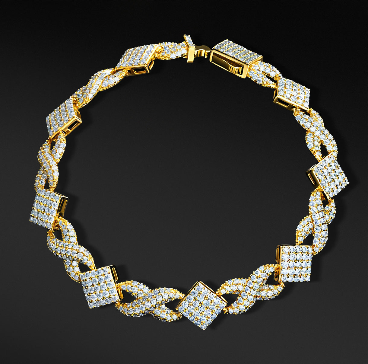 MOISSANITE INFINITY CUBAN LINK BRACELET - GOLD - Sant Leclère