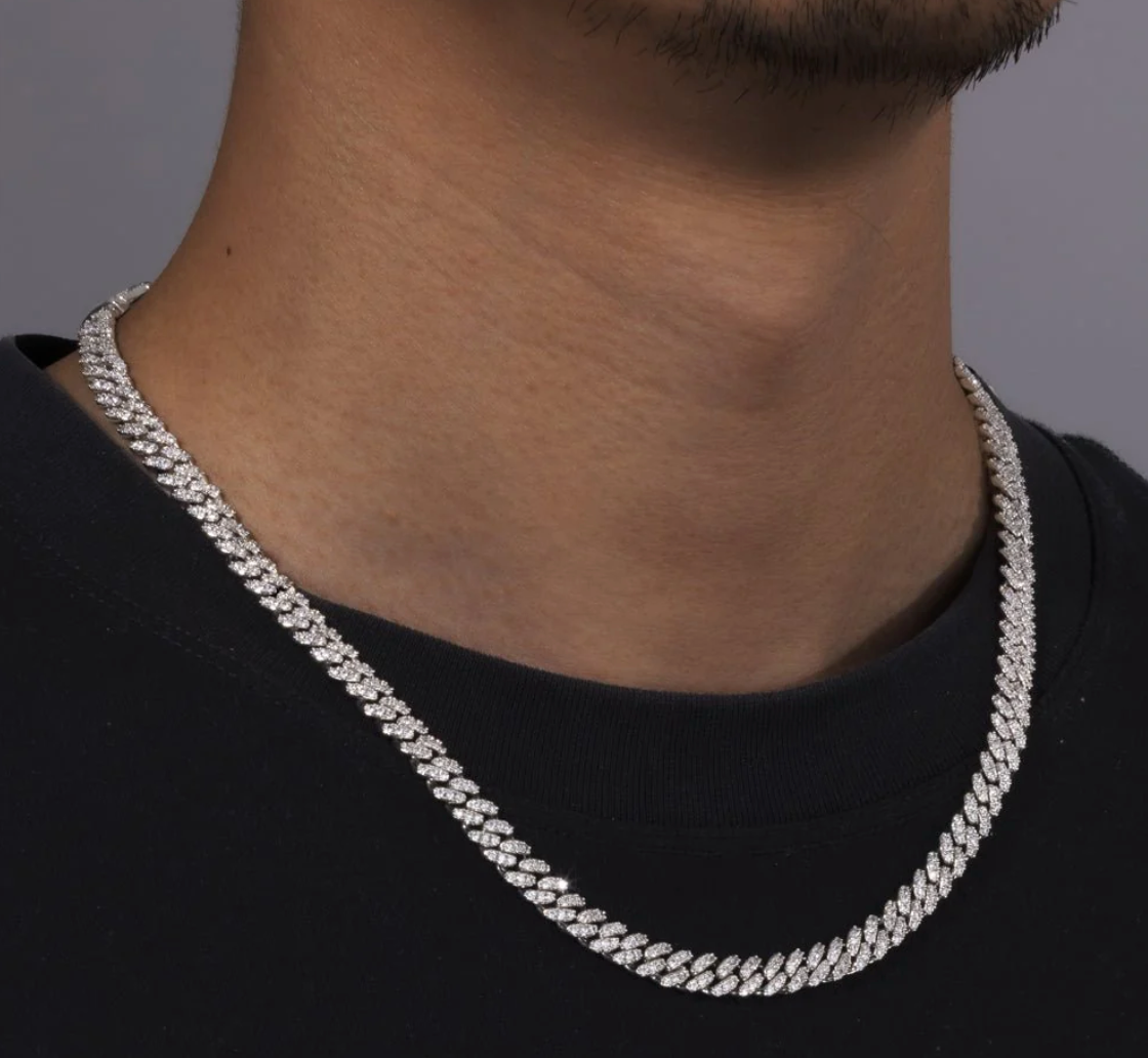 MOISSANITE CUBAN CHAIN - 6MM WHITE GOLD - Sant Leclère