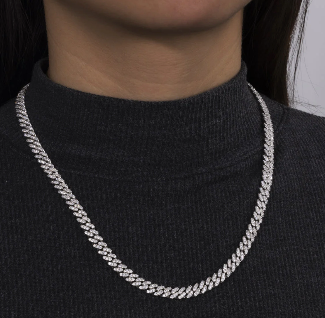 MOISSANITE CUBAN CHAIN - 6MM WHITE GOLD - Sant Leclère