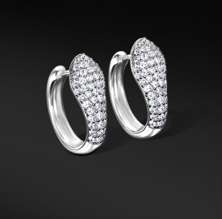 MOISSANITE SNAKE TWINS EARRINGS - WHITE GOLD - Sant Leclère