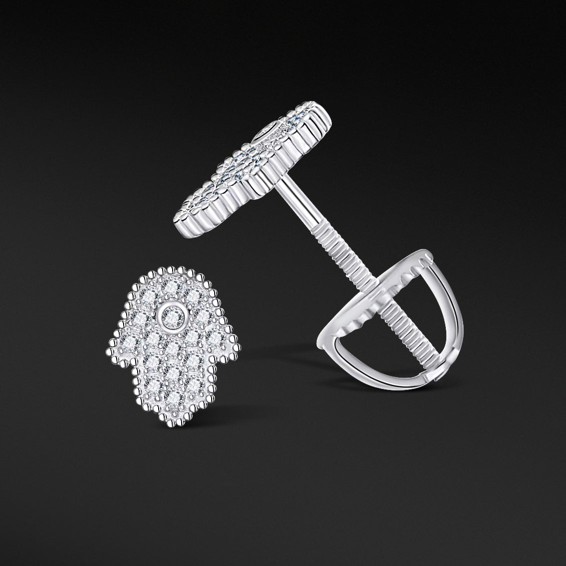 MOISSANITE HAMSA EARRINGS - WHITE GOLD - Sant Leclère