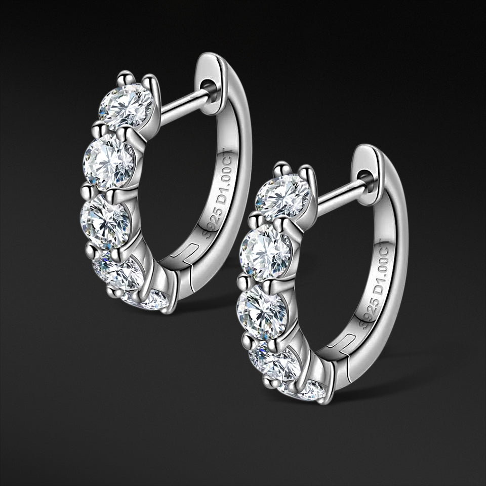 MOISSANITE CUFF HOOP EARRINGS - WHITE GOLD - Sant Leclère