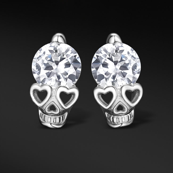 MOISSANITE SKULL EARRINGS - WHITE GOLD - Sant Leclère