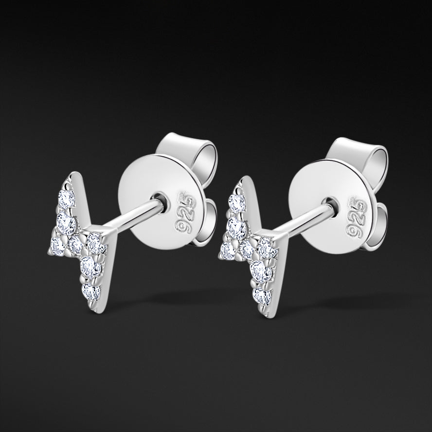 MOISSANITE BOLT EARRINGS - WHITE GOLD - Sant Leclère