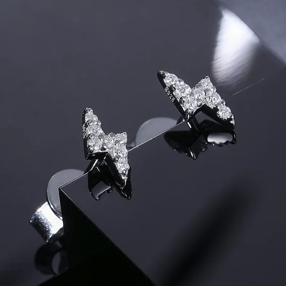 MOISSANITE BOLT EARRINGS - WHITE GOLD - Sant Leclère
