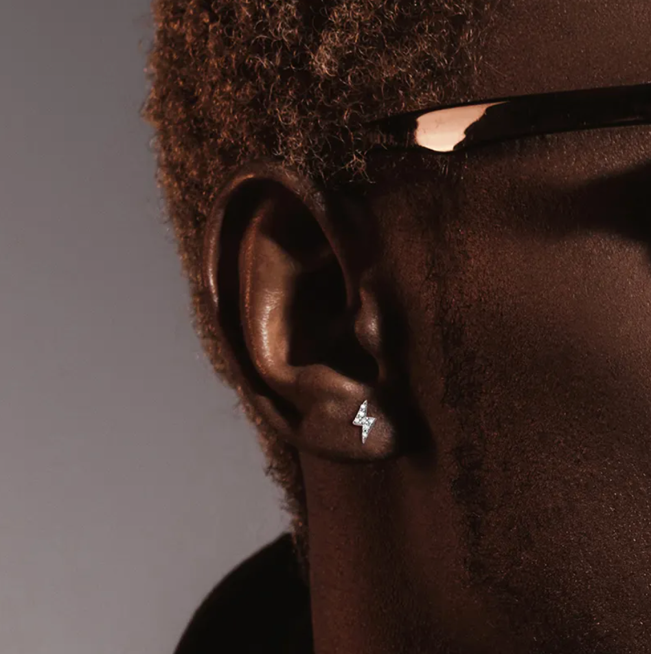 MOISSANITE BOLT EARRINGS - WHITE GOLD - Sant Leclère