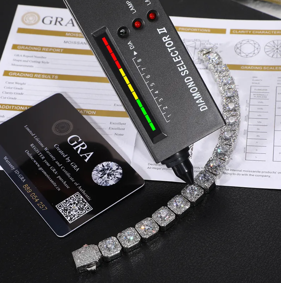 Moissanite Tennis Chain Bracelet - 5MM WHITE GOLD - Sant Leclère