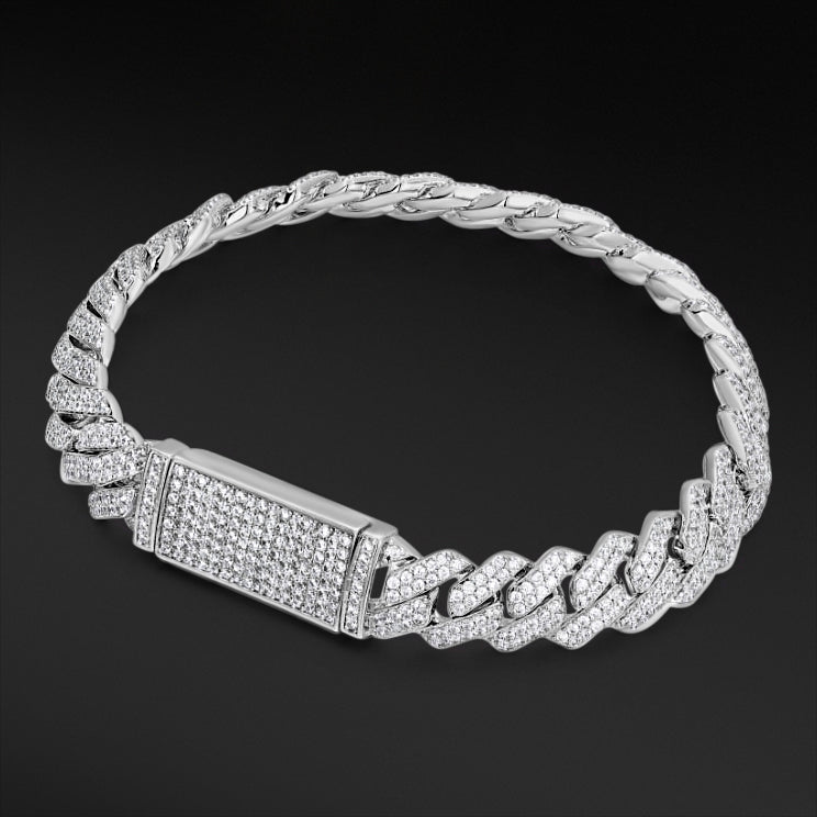MOISSANITE PRONG CUBAN LINK - WHITE GOLD 10MM - Sant Leclère