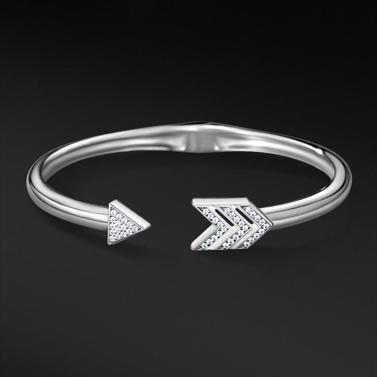 MOISSANITE ARROW BANGLE - WHITE GOLD