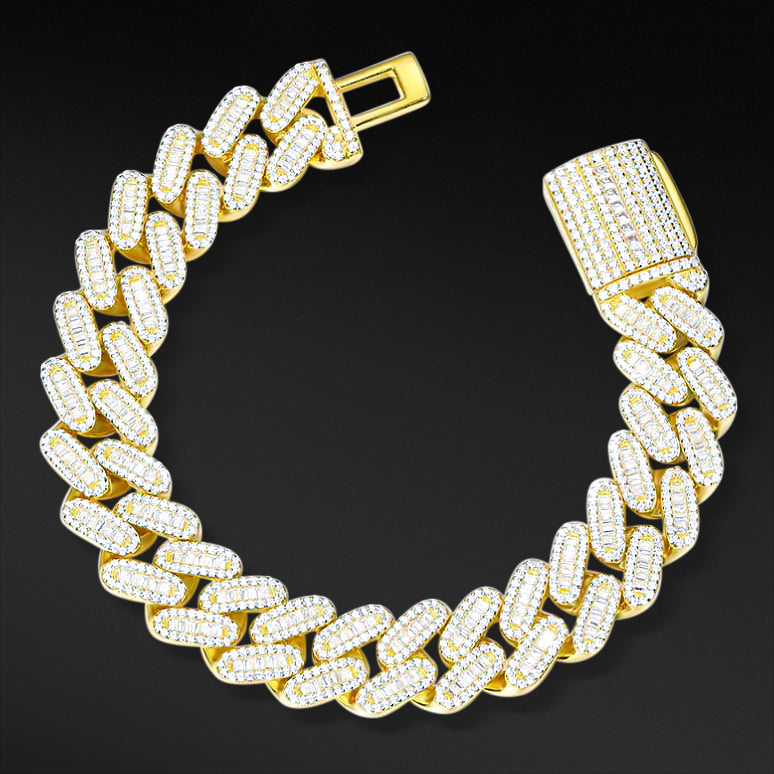 MOISSANITE PRONG CUBAN LINK - 18K GOLD 12MM - Sant Leclère