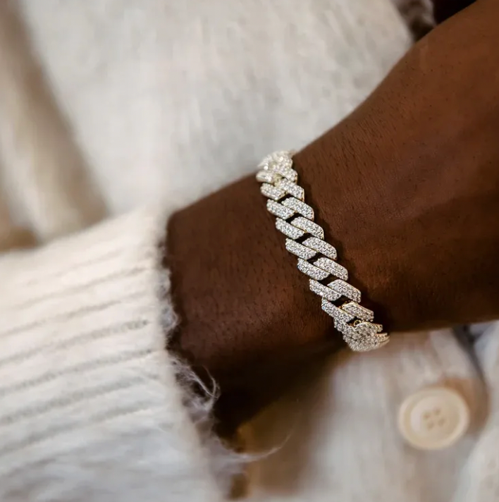 MOISSANITE PRONG CUBAN LINK - WHITE GOLD 10MM - Sant Leclère