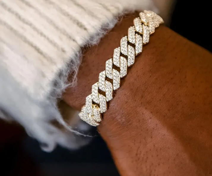 MOISSANITE PRONG CUBAN LINK - WHITE GOLD 10MM - Sant Leclère