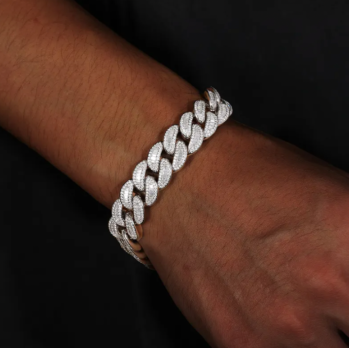 MOISSANITE PRONG CUBAN LINK - WHITE GOLD 12MM - Sant Leclère