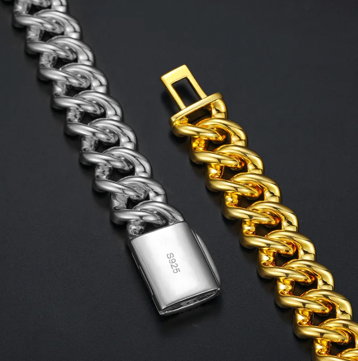 MOISSANITE PRONG CUBAN LINK - WHITE GOLD 12MM - Sant Leclère