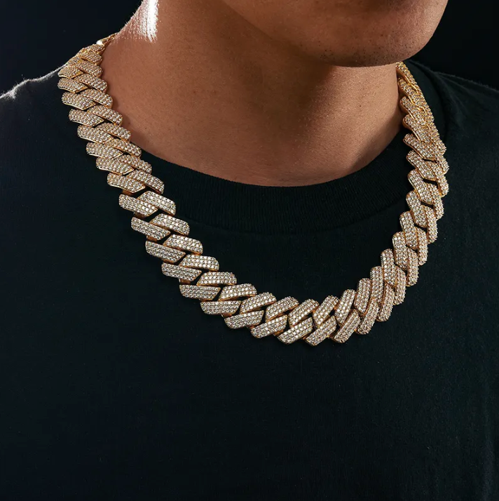 MOISSANITE CUBAN LINK CHAIN - WHITE GOLD 20MM - Sant Leclère