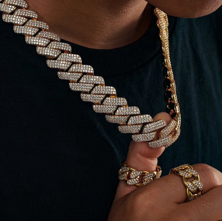 MOISSANITE CUBAN LINK CHAIN - WHITE GOLD 20MM - Sant Leclère