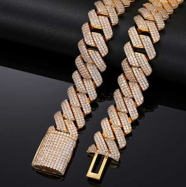 MOISSANITE CUBAN LINK CHAIN - WHITE GOLD 20MM - Sant Leclère