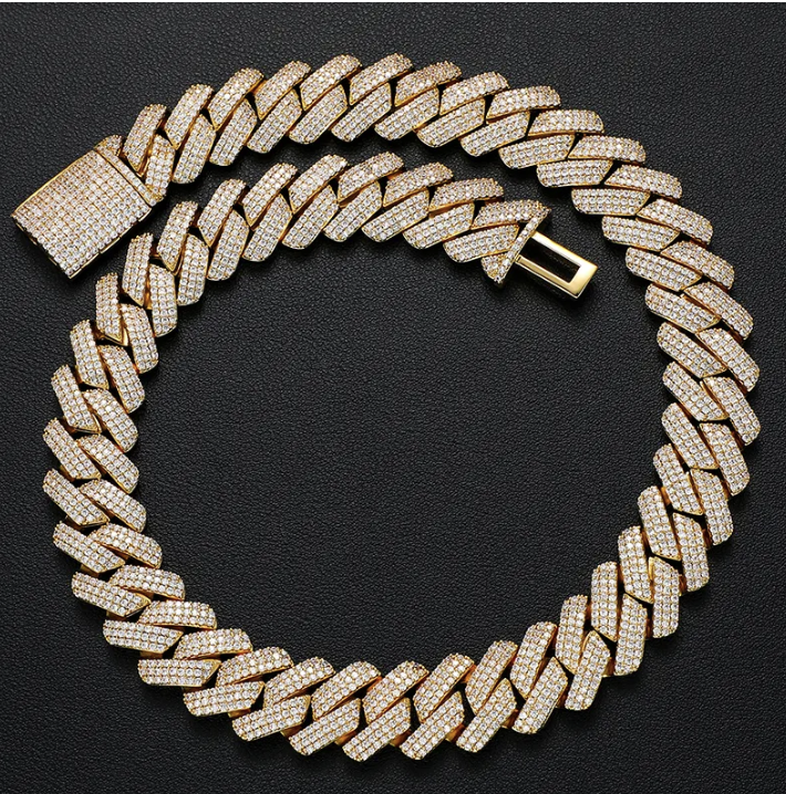 MOISSANITE CUBAN LINK CHAIN - WHITE GOLD 20MM - Sant Leclère