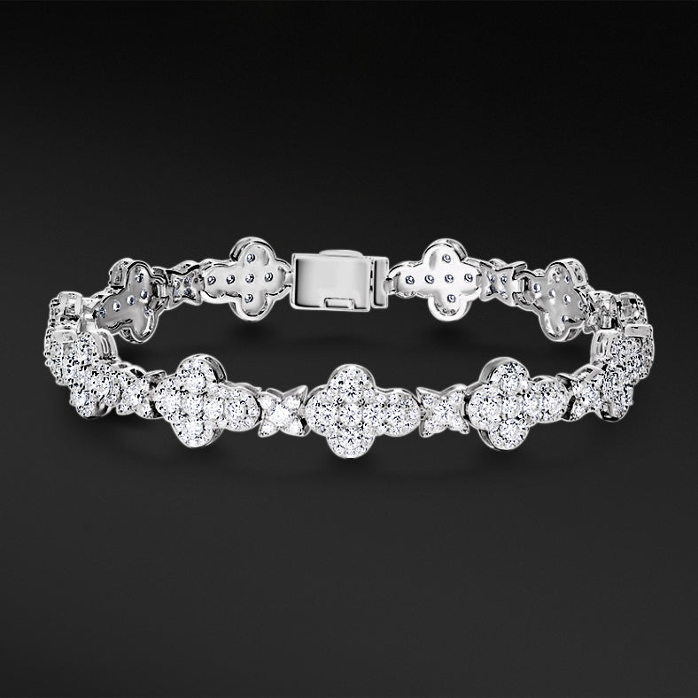 MOISSANITE CROSS BRACELET - WHITE GOLD - Sant Leclère