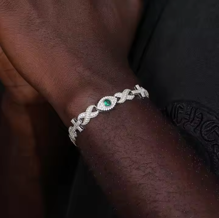 MOISSANITE ALL EYES INFINITY BRACELET - WHITE GOLD - Sant Leclère