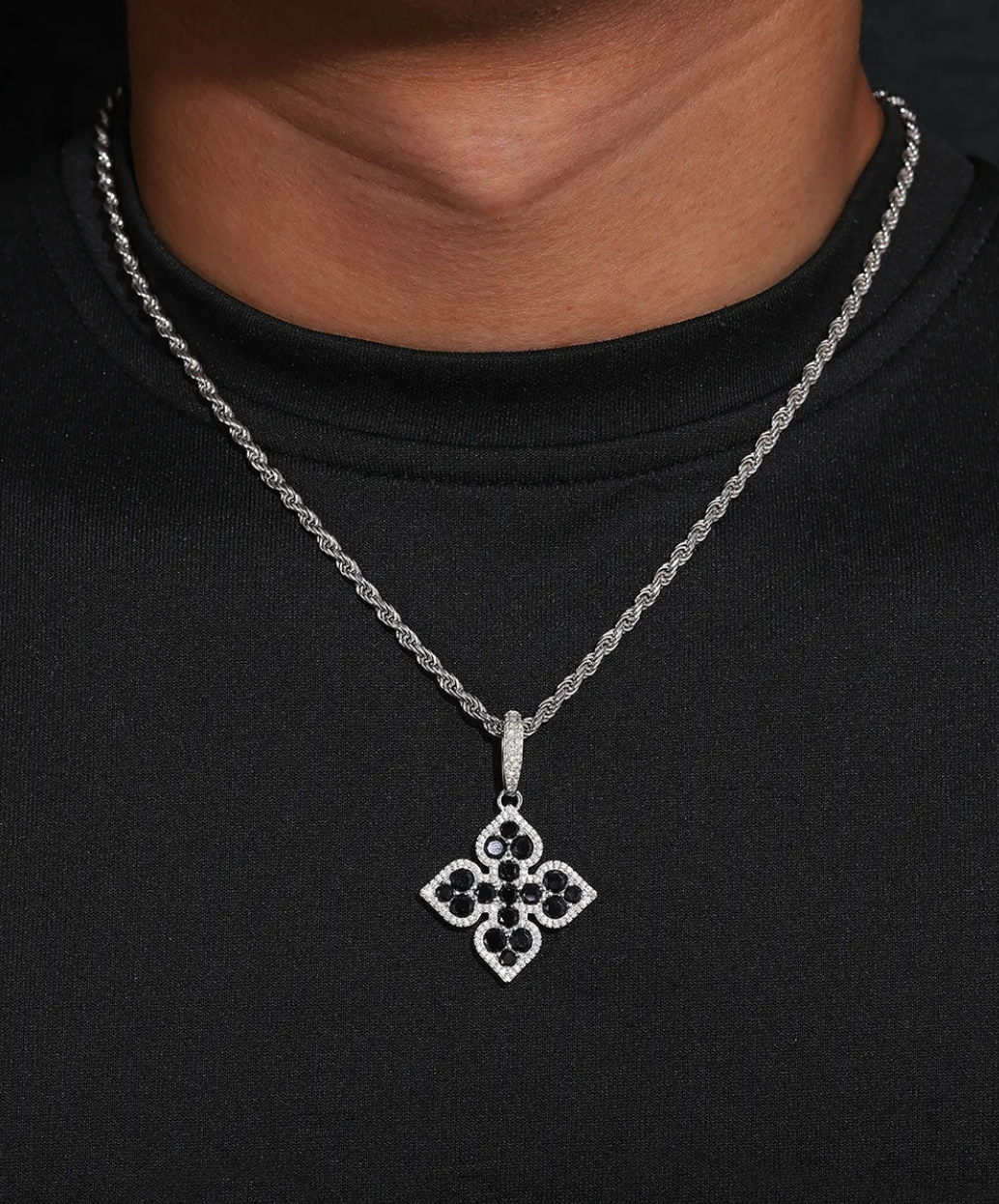 MOISSANITE MIDNIGHT BLACK CLOVER PENDANT