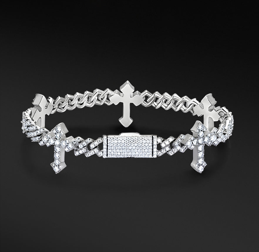 MOISSANITE CUBAN CROSS BRACELET