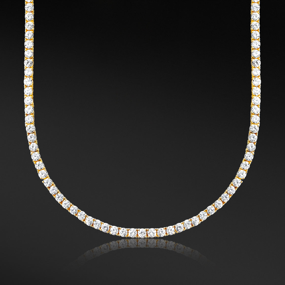 MOISSANITE TENNIS CHAIN - 4MM 18K GOLD