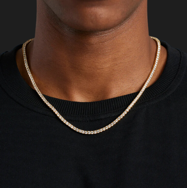 MOISSANITE TENNIS CHAIN - 4MM 18K GOLD