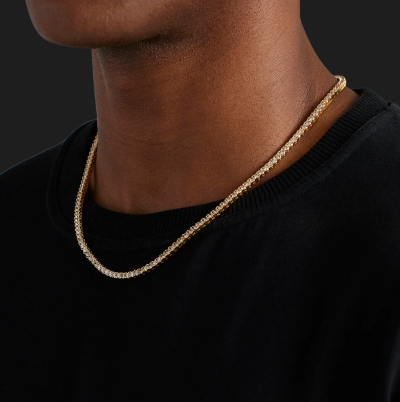 MOISSANITE TENNIS CHAIN - 4MM 18K GOLD