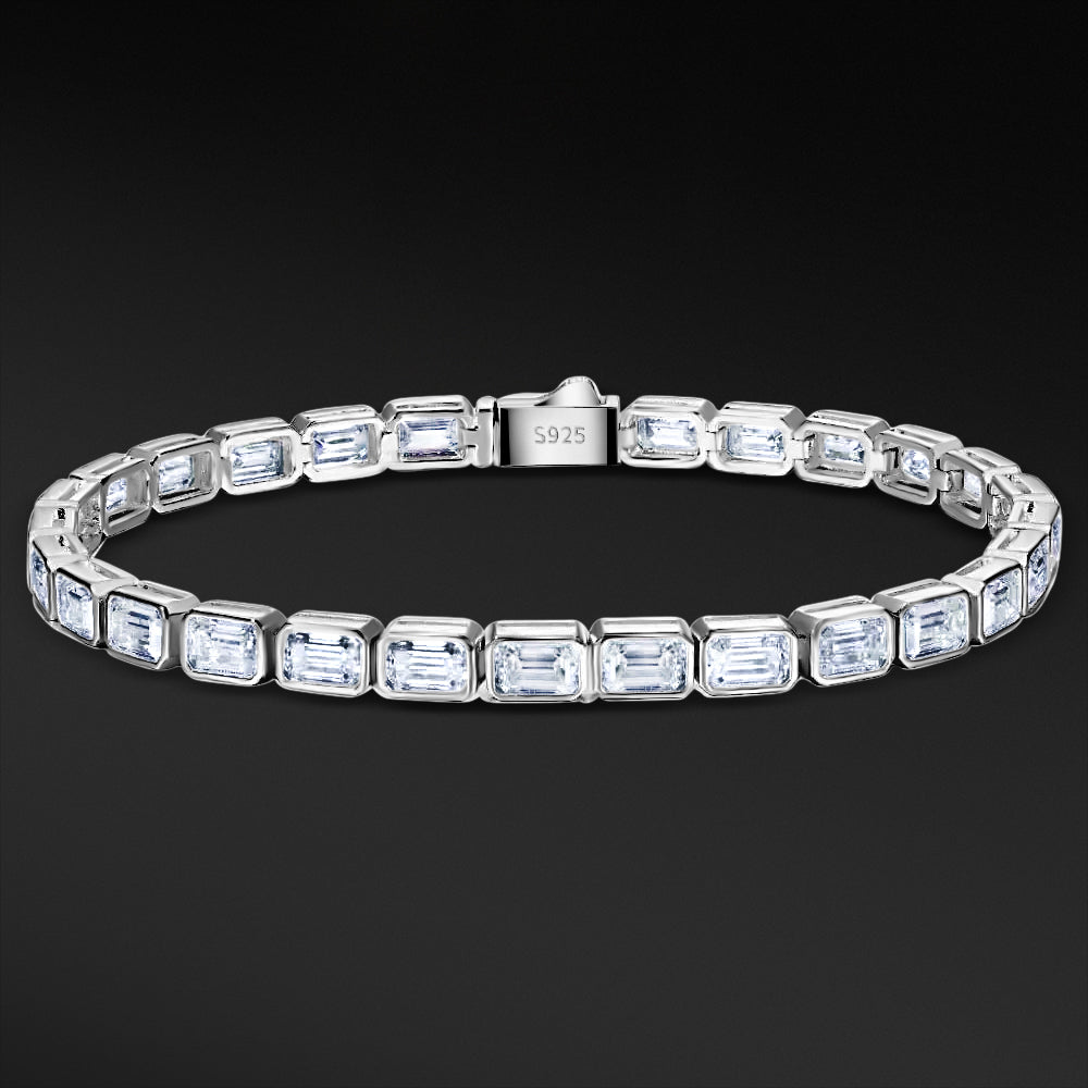 MOISSANITE BIG BAGUETTES BRACELET - WHITE GOLD - Sant Leclère