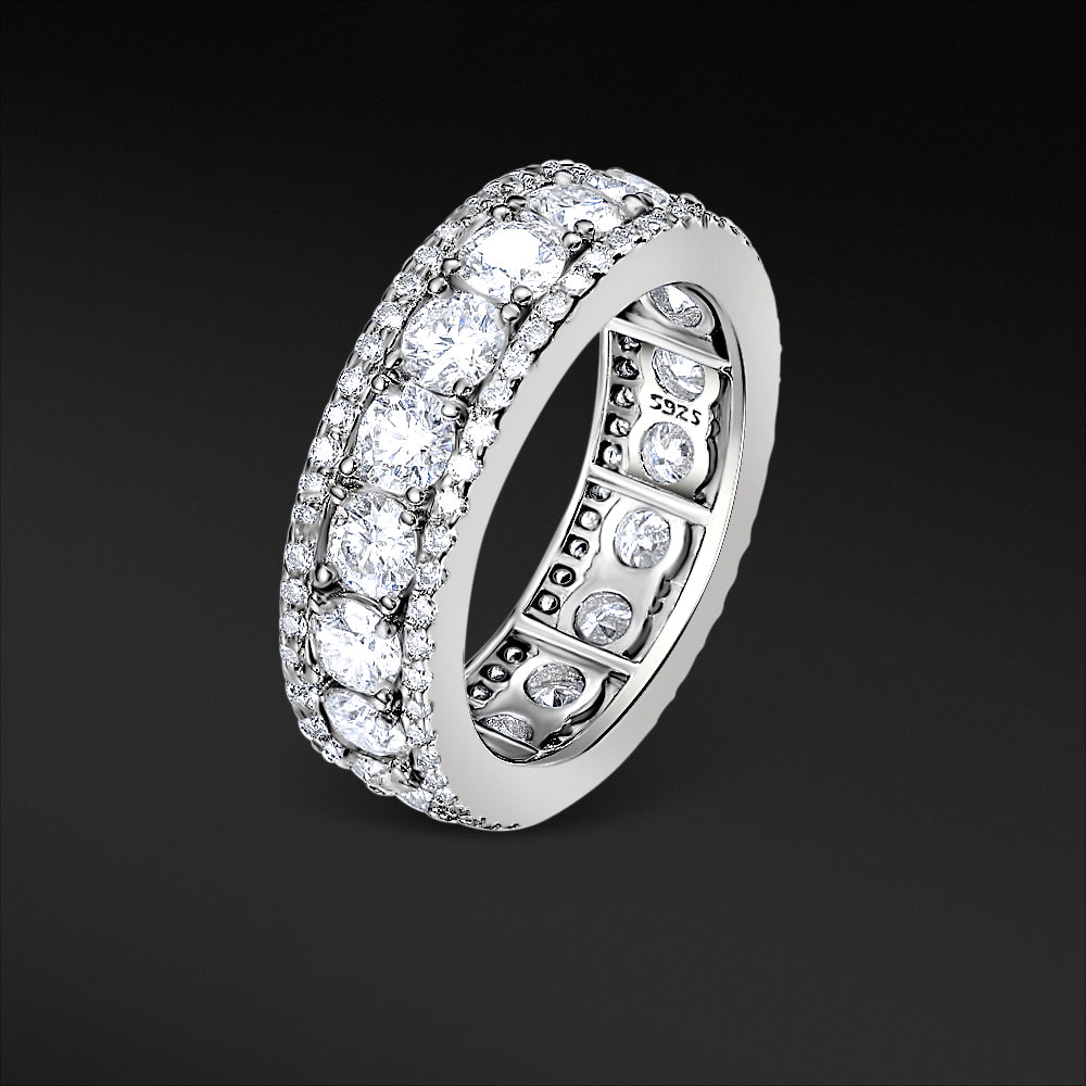 MOISSANITE ICED BAND RING - WHITE GOLD - Sant Leclère