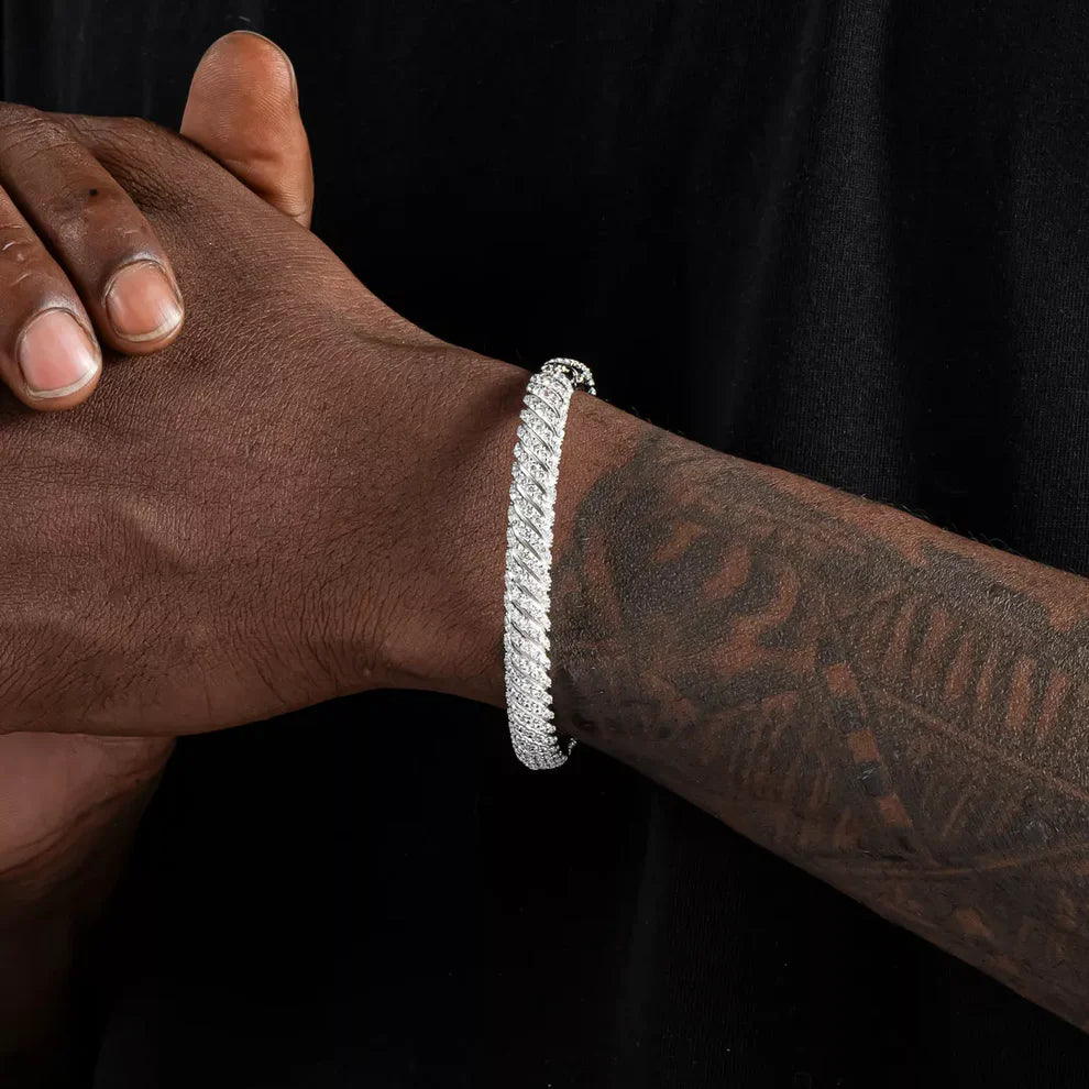 MOISSANITE SCULPTED CABLE BRACELET - WHITE GOLD