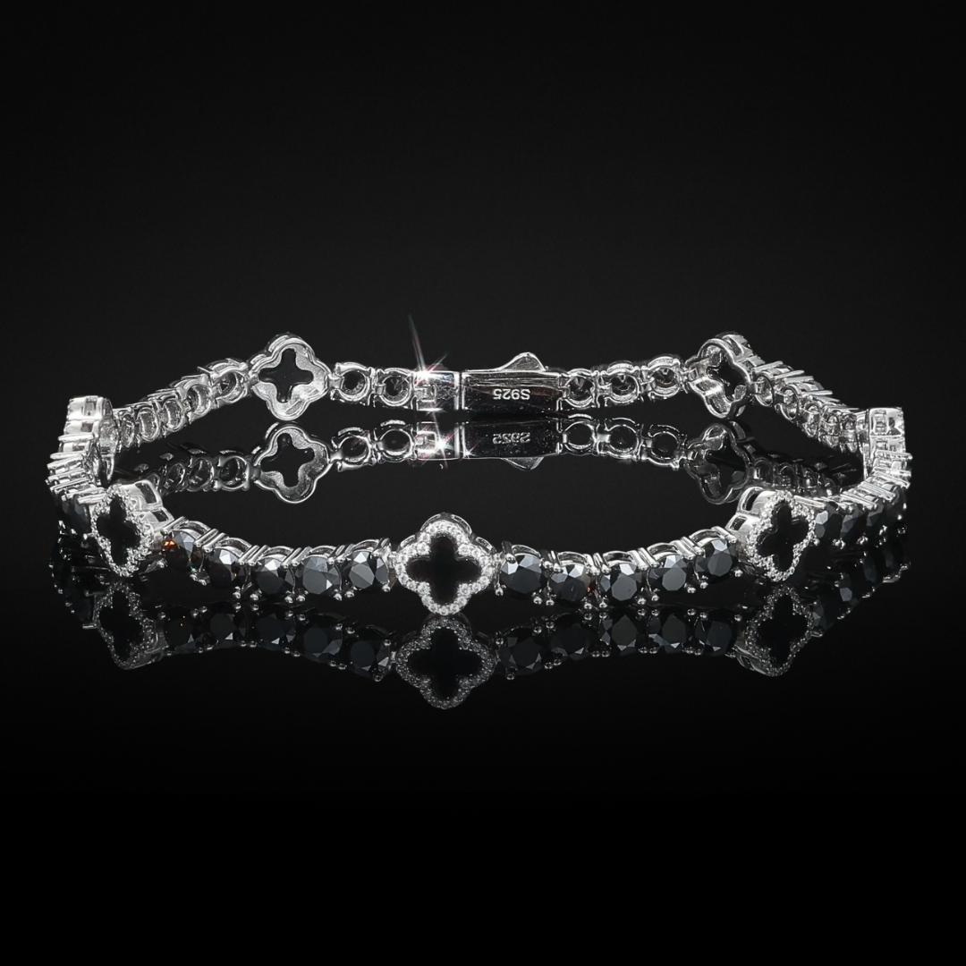 CLOVER NOIR BLANC BRACELET - WHITE GOLD