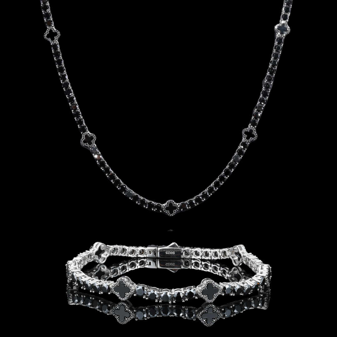 BLACK MIOSSANITE CLOVER SET
