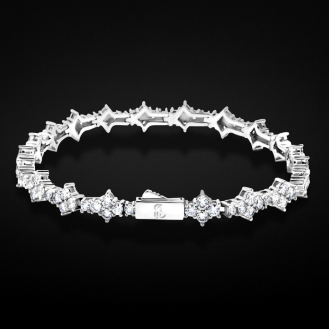MOISSANITE HONEYCOMB BRACELET - WHITE GOLD