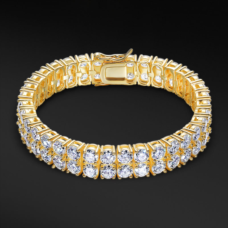 MOISSANITE DIAMOND CLUSTER TENNIS BRACELET - GOLD