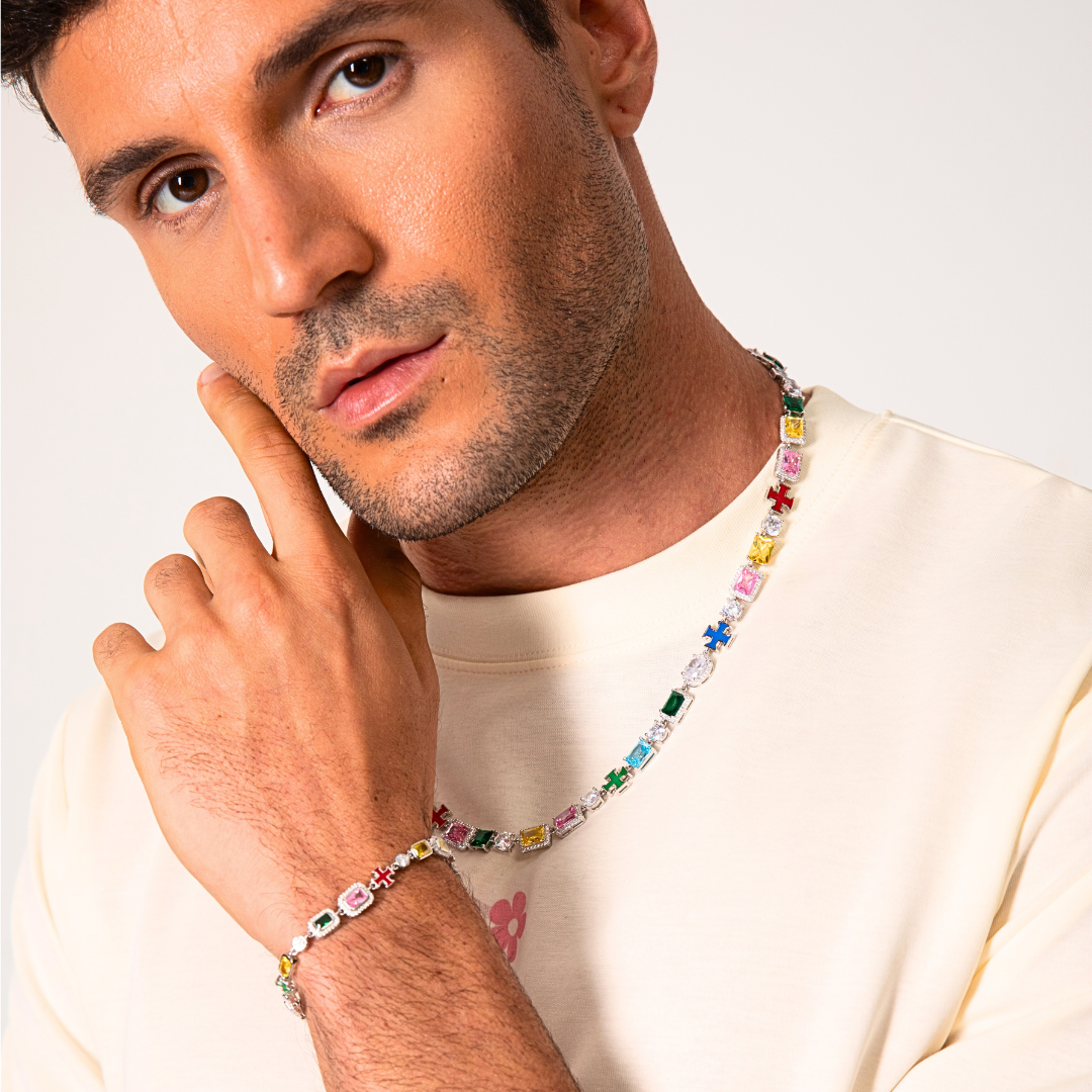 Cross & Gemstones Bracelet