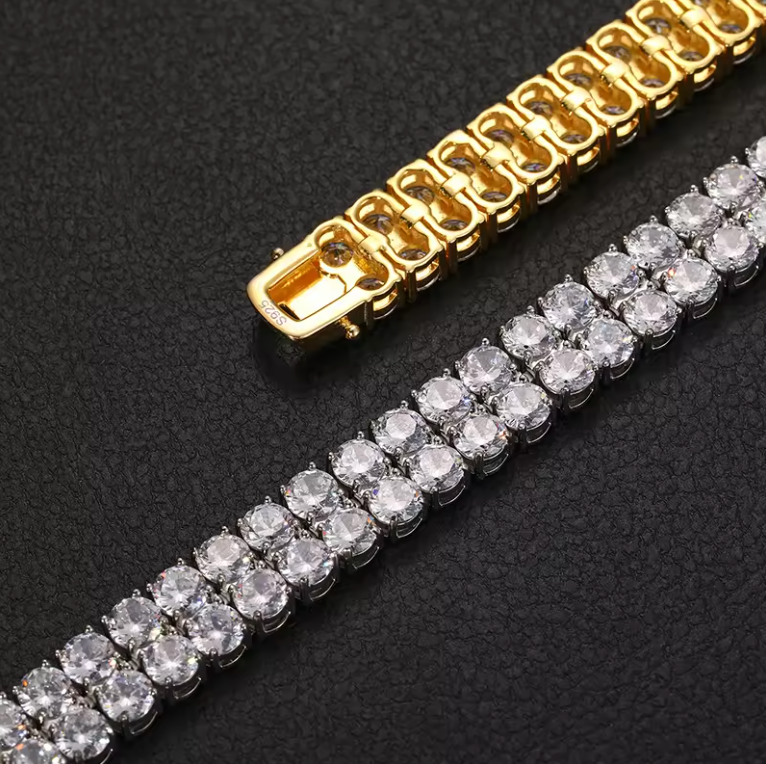 MOISSANITE DIAMOND CLUSTER TENNIS BRACELET - WHITE GOLD