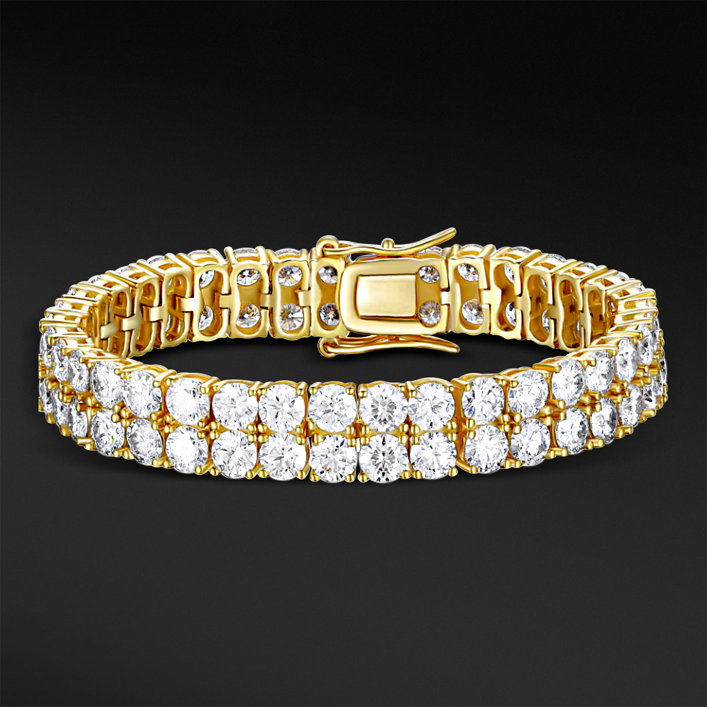 MOISSANITE DIAMOND CLUSTER TENNIS BRACELET - GOLD