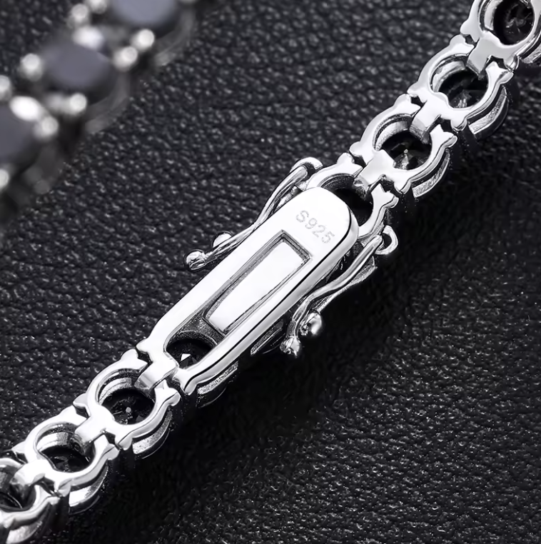 MOISSANITE BLACK DIAMOND TENNIS BRACELET - WHITE GOLD 4MM